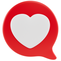 Stylized speech bubble with a heart. Transparent background png