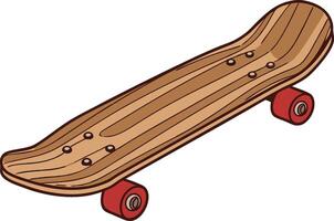 Illustration of Wooden Skateboard with Red Wheels for Sports Design and Art vector