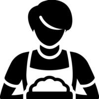 Silhouette Woman Holding Pie for Bakery and Culinary Design Uses vector