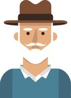 Elderly Man Illustration with Hat and Beard for Avatar Design and Character Branding vector