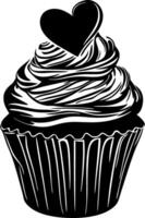 Heart Topped Cupcake for Baking and Decoration vector