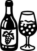 Wine Bottle with Grapes and Glass for Labels and Menus vector