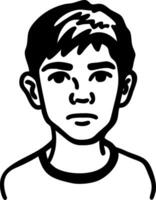 Monochrome Portrait of a Serious Young Boy for Art and Design Projects vector