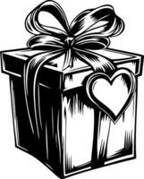 Gift Box with Heart and Ribbon Perfect for Holiday Celebrations and Romantic Occasions vector