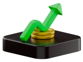 Stack coins and arrow red green graph chart volatility up and down on wooden table background. Business, financial and investment concept. Risk, fluctuation in stock market png