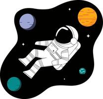 Astronaut Floating in Space with Colorful Planets Illustration vector