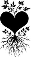Heart with Tree Roots and Branches Art for Tattoos and Nature Designs vector