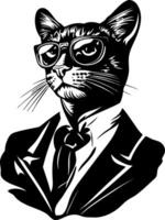 Cat in Suit and Glasses Illustration for Hipster Art and Graphic Design vector