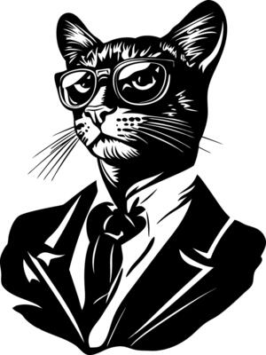 Cat in Suit and Glasses Illustration for Hipster Art and Graphic Design