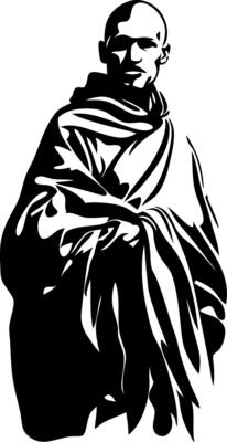 Monochrome Art of Monk in Traditional Robe for Spiritual Design Projects