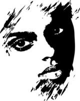 Abstract Black Ink Portrait of Face for Artistic Design Use vector