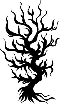 Abstract Twisted Tree Silhouette for Tattoo and Design Use