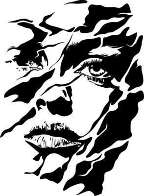 Abstract Stencil Art Face for Creative Tattoo and Design Projects