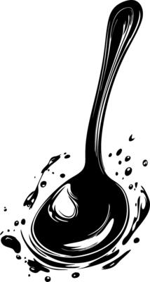 Abstract Black Spoon Splatter Illustration for Kitchen Art and Design Projects
