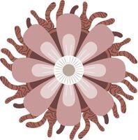 Abstract Floral Design with Pink Petals and Brown Patterns for Graphic Projects vector
