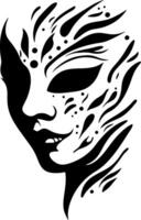 Abstract Artistic Female Face Silhouette with Ornamental Patterns in Design vector