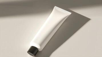 a tube of cream on a table with a shadow photo