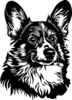 Black and White Corgi Face Illustration for Art and Design Use vector