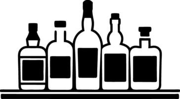 Illustration of Assorted Liquor Bottles on Bar Shelf for Graphic Design Projects vector
