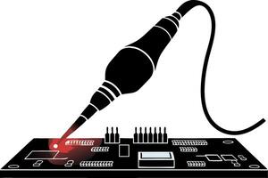 Illustration of Soldering Iron on Circuit Board for Electronics and Engineering Use vector
