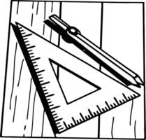Geometric Tools Illustration with Ruler Pencil and Triangular Scale for Education and Design vector