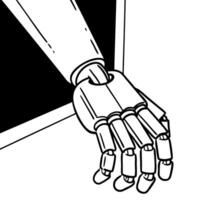 Robotic Hand Emerging from Screen Illustration for Technology Concept Art vector