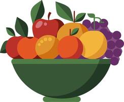 Illustration Colorful Fruit Bowl with Apples Oranges Grapes for Art and Design Projects vector
