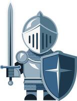 Medieval Knight Illustration with Sword and Shield for Design Projects vector