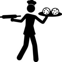 Silhouette Chef Holding Cookies and Rolling Pin for Bakery and Culinary Art vector
