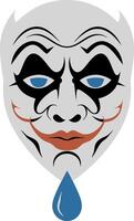 Mysterious Clown Face with Teardrop Art for Tattoo and Design vector