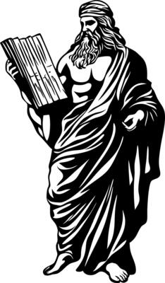 Ancient Greek Philosopher Holding Scroll Illustration for Educational Materials
