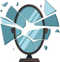 Shattered Mirror Symbolizing Bad Luck and Reflection Metaphor for Design Use vector