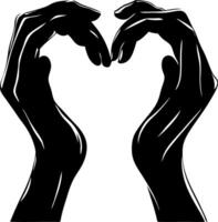 Illustration Silhouette Hands Forming Heart Gesture Symbolizing Love Connection vector