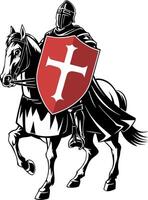 Medieval Knight on Horseback with Shield and Armor Art vector