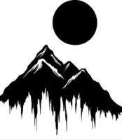 Minimalist Mountain Silhouette with Celestial Sun for Tattoo and Graphic Design vector