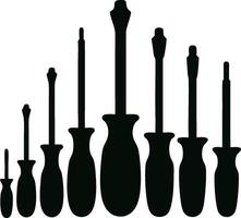 Illustration Silhouette of Assorted Screwdriver Set for DIY Projects and Hardware Design vector