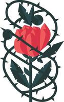 Elegant Red Rose Entwined with Thorny Vines Illustration for Art and Design vector