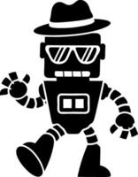 Cool Robot Silhouette with Hat and Sunglasses For Design and Decoration vector