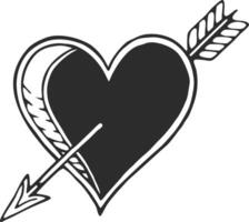 Heart with Arrow Simple Design for Tattoos and Crafts vector
