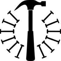 Hammer and Nails Circular Design for Construction Themes vector