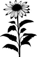 Black Silhouette Wildflower for Tattoo and Design Use vector