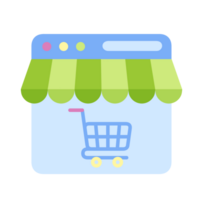 cute online shopping store illustration, website with online store png
