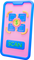 3d icon render scan QR code mobile png