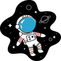 Vibrant Astronaut Floating in Space with Planet Background Illustration vector