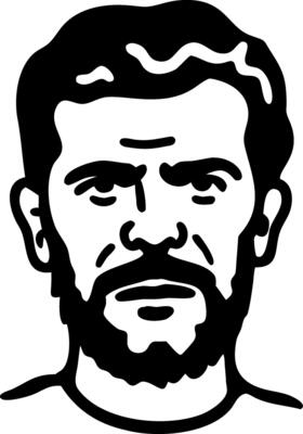 Black and White Illustration of Bearded Man Face Suitable for Tattoo Designs and Art Projects