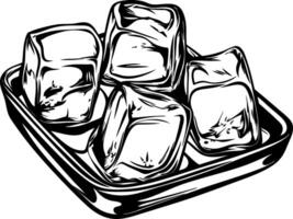 Black and White Ice Cubes Illustration for Beverage Design and Art Projects vector