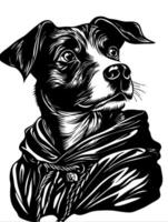 Intricate Black Illustration of Dog in Cloak vector