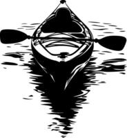 Canoe Silhouette on Calm Water Reflection for Adventure Art and Design vector