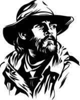 Mysterious Bearded Man in Hat Art for Tattoos and Design Projects vector