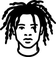 Portrait Silhouette of Person with Dreadlocks for Art and Design vector
